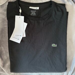NWT Lacoste Men’s Pima Cotton Black Long Sleeve Crew Neck Shirt Size 6/XL